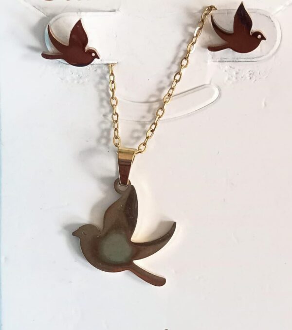 Collar y Par de Aretes de Aves